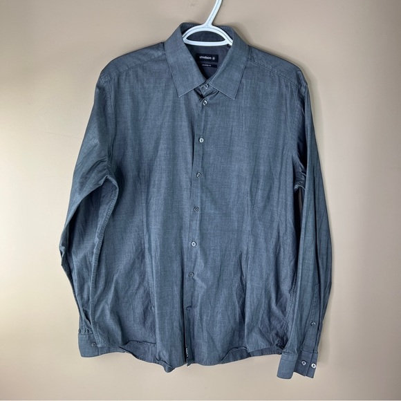 Men's Strellson Grey Shaped Fit Button Down Shirt - Picture 3 of 10
